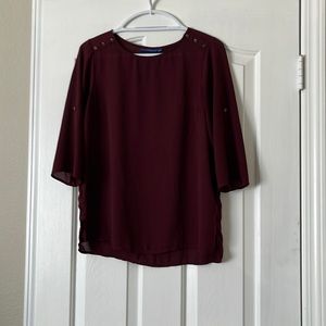 Red Italian Mid-Sleeve Flowy Shirt